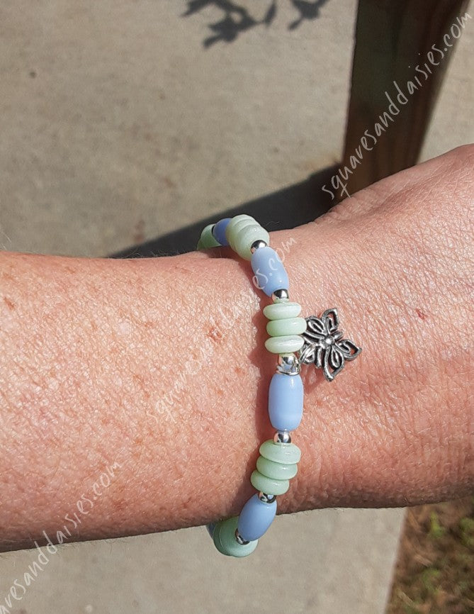 Cat's Eye Crystal Butterfly Stretch Bracelet