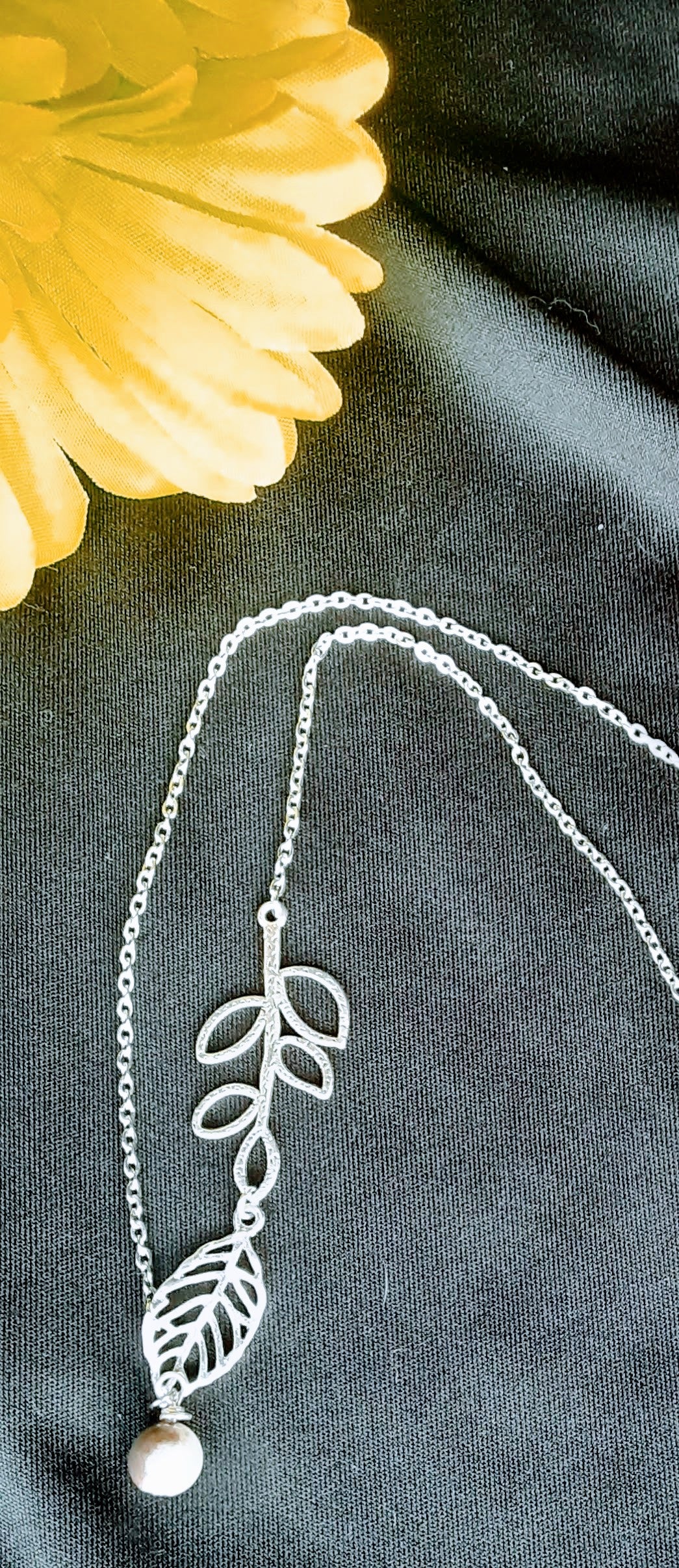 Autumn Leaves Silver Necklace with Amazonite Stone