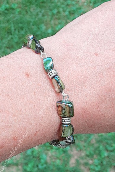 Green Mother Of Pearl Gemstone Bracelet